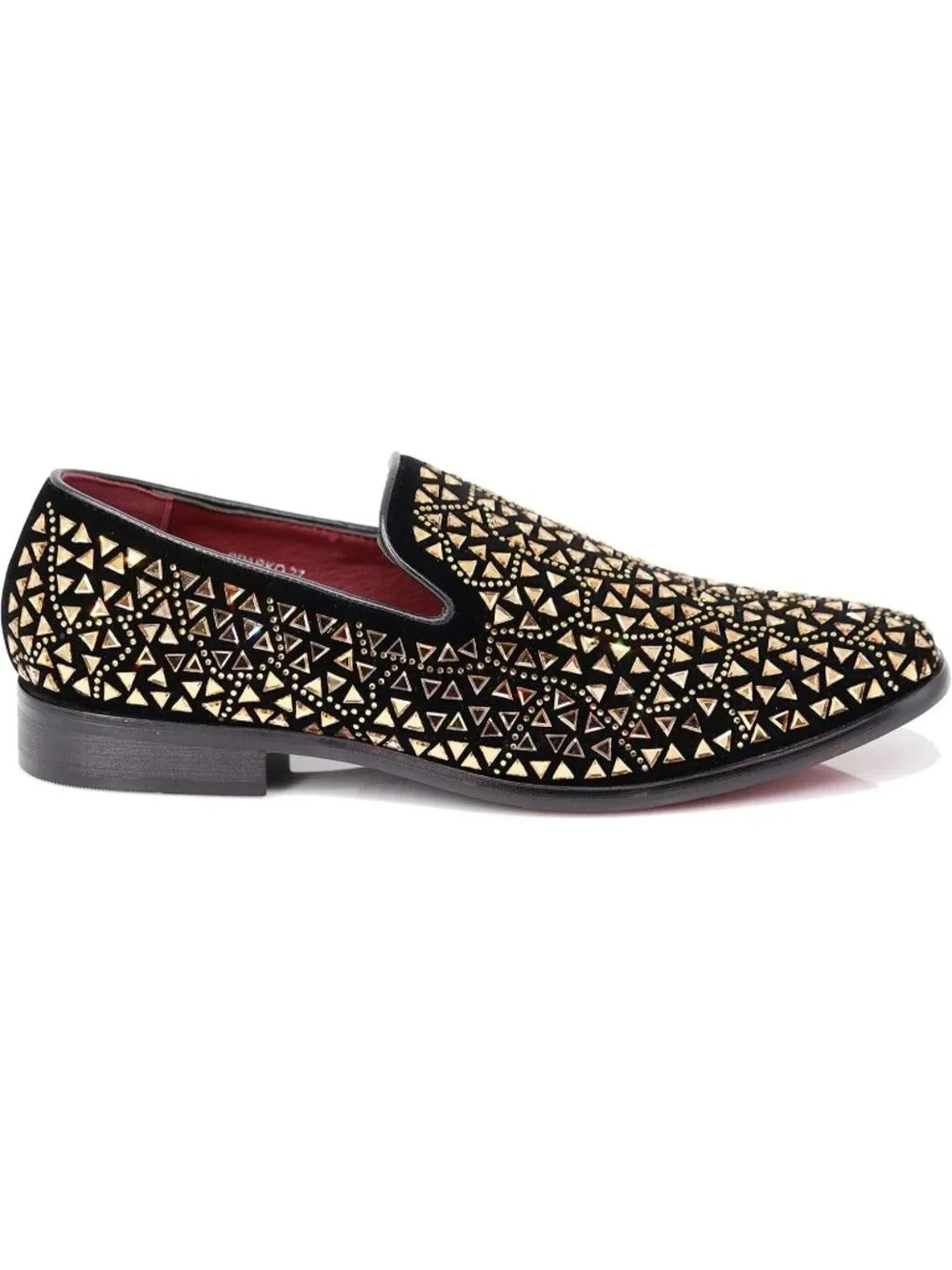 Enzo Romeo Men's Gold Rubber Sole Rhinestone Sparkling Suede Loafer Prom Shoes